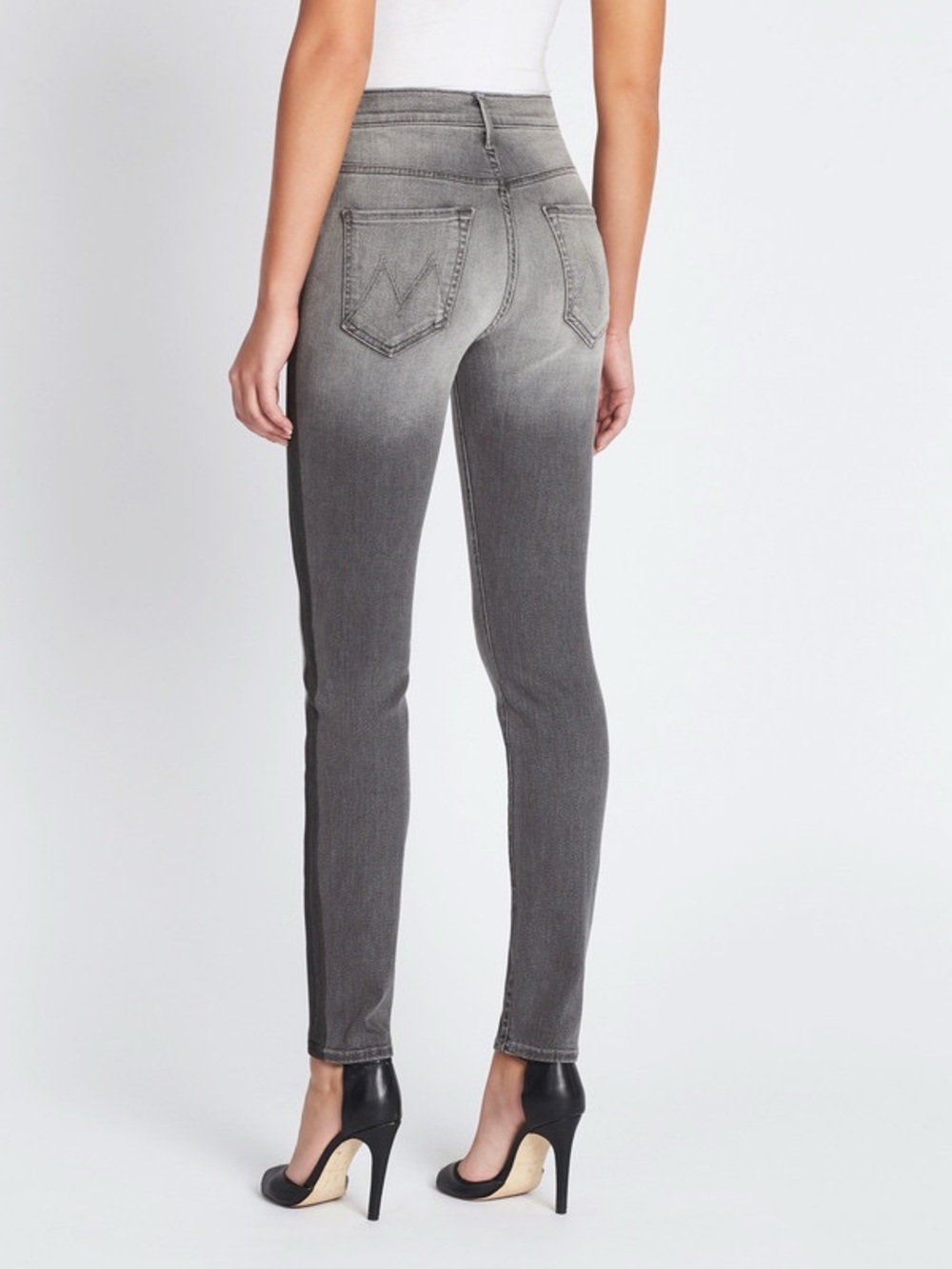 MOTHER The Swooner Skinny Jeans Women’s 30 Gray Supermoon Stripe NWT
